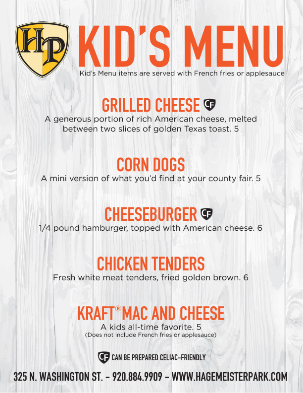 Hagemeister Park - Kids Menu